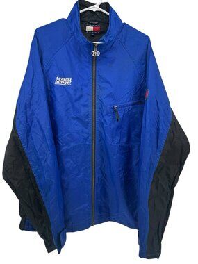 Vintage Tommy Hilfiger Windbreaker Jacket XL Blue Full Zip 90s